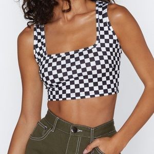 Nasty Gal Checkered Crop Top